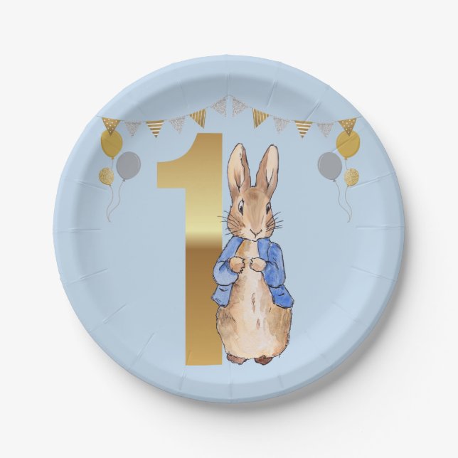 Peter the Rabbit First Birthday Paper Plate (Front)