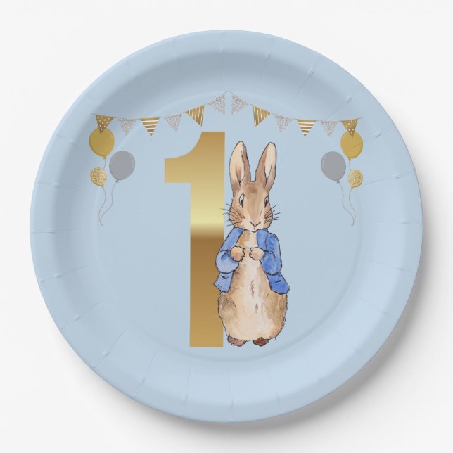 Peter the Rabbit First Birthday Paper Plate (Front)