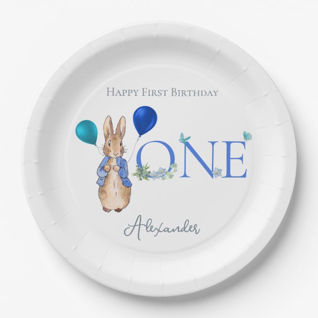 Peter the Rabbit First Birthday Paper Plate (Front)