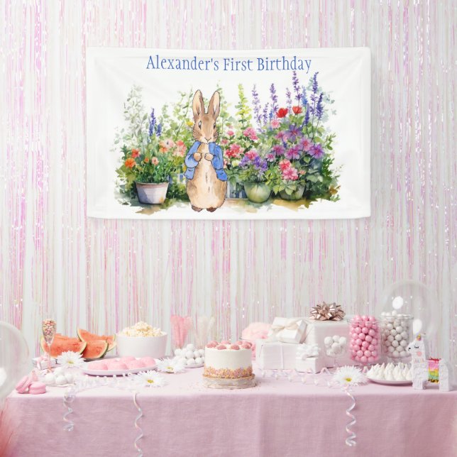 Peter the Rabbit First Birthday Party Signage Banner (Party)