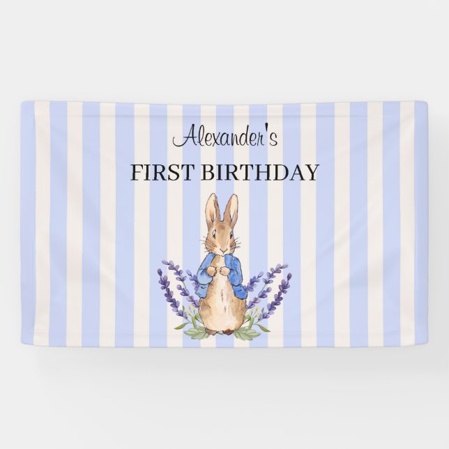 Peter the Rabbit First Birthday Party Signage Banner (Horizontal)