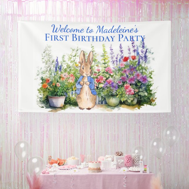 Peter the Rabbit First Birthday Party Signage Banner (Party)