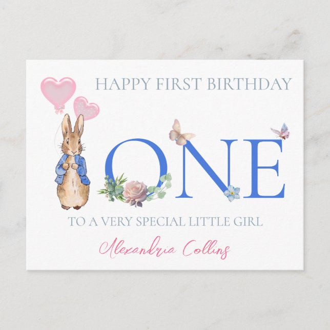 Peter the rabbit First birthday  Postcard (Front)
