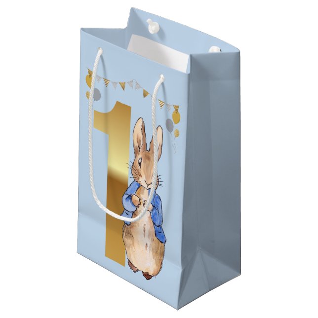 Peter the Rabbit First Birthday Small Gift Bag (Front Angled)