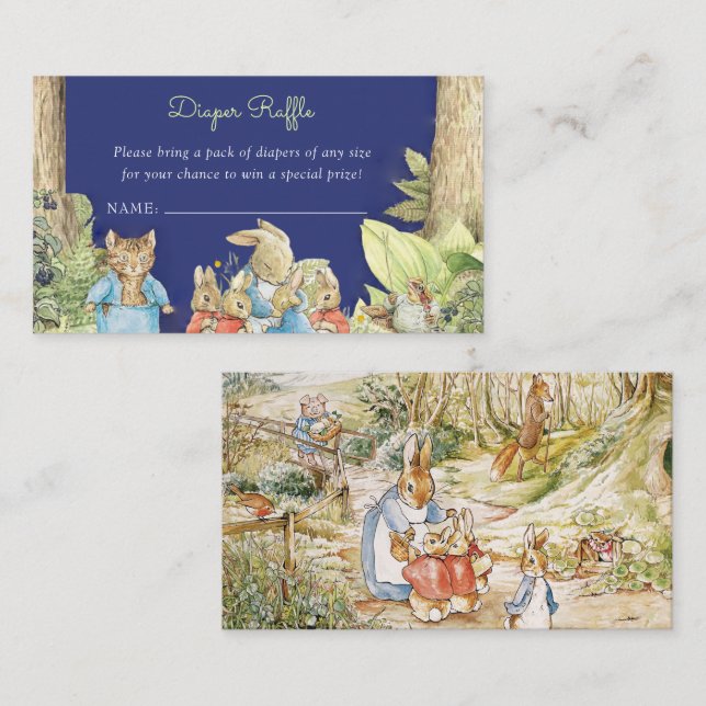Peter the Rabbit Forest Friends Diaper Raffle  Enclosure Card (Front/Back)