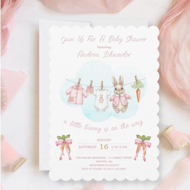 Peter the Rabbit Girl Clothesline Baby Shower   Invitation (Creator Uploaded)