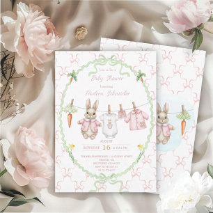 Peter the Rabbit Girl Clothesline Baby Shower Invitation