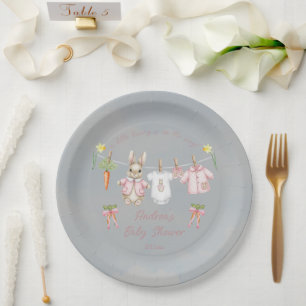 Peter the Rabbit Girl Clothesline Baby Shower  Pap Paper Plate