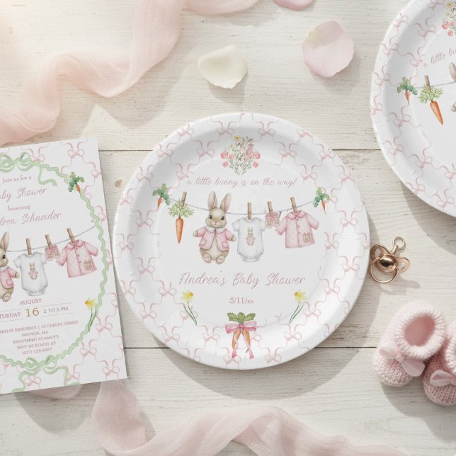 Peter the Rabbit Girl Clothesline Baby Shower  Paper Plate (Creator Uploaded)
