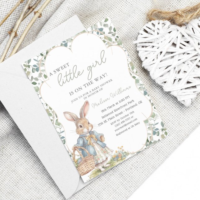 Peter The Rabbit Greenery Girl Baby Shower Invitation (Creator Uploaded)