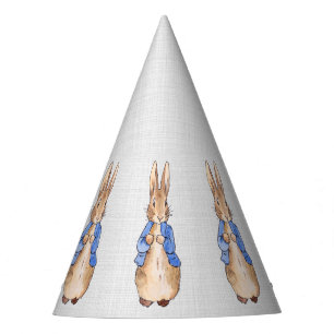 Peter the Rabbit Grey Linen background Party Hat