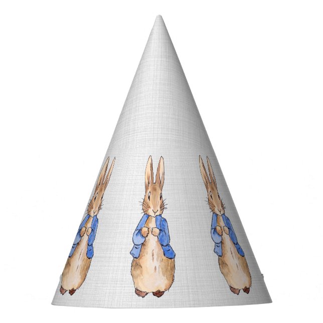 Peter the Rabbit Grey Linen background Party Hat (Front)