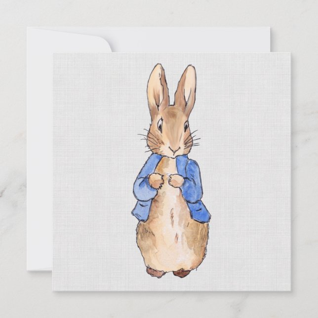 Peter the Rabbit Grey Linen Background   Thank You Card (Front)