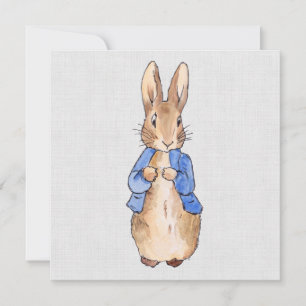 Peter the Rabbit Grey Linen Background Thank You Card