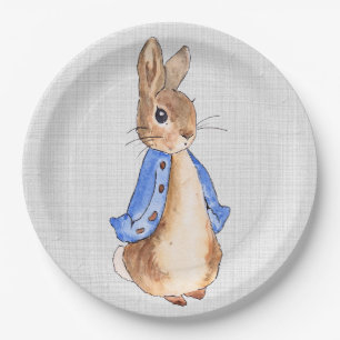Peter the Rabbit Grey Linen   Paper Plate