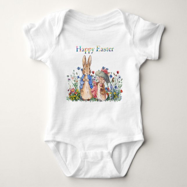 Peter the rabbit Happy Easter Baby Bodysuit (Front)