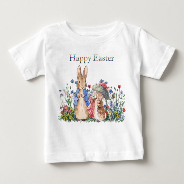 Peter the rabbit Happy Easter Baby T-Shirt (Front)