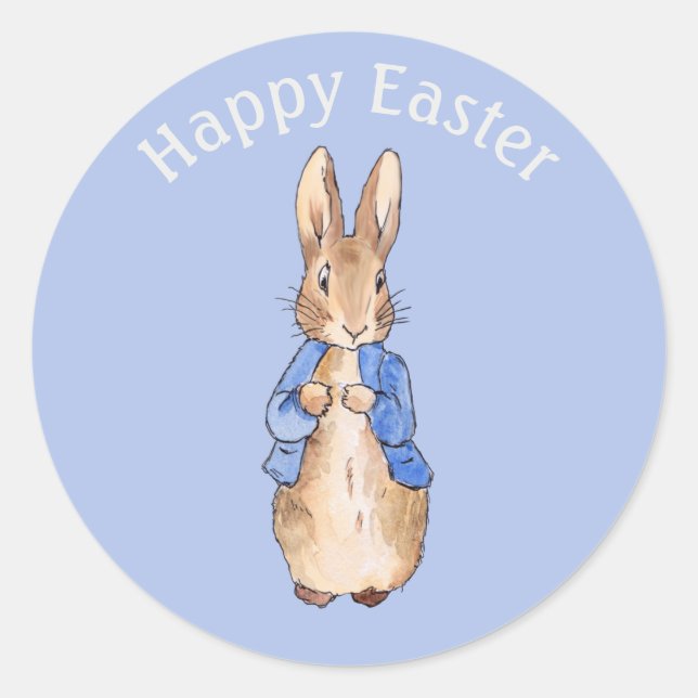 Peter the rabbit Happy Easter greeting Classic Round Sticker (Front)