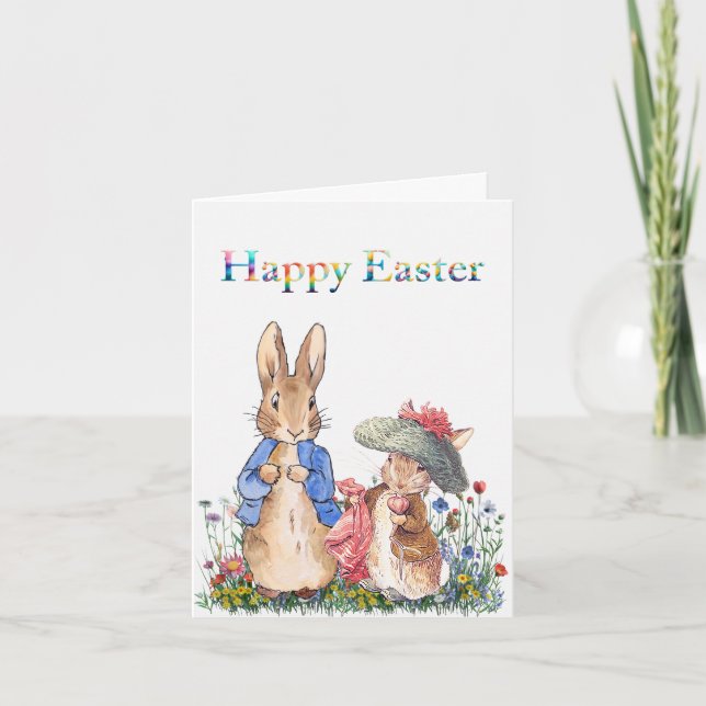 Peter the rabbit Happy Easter Holiday Card (Front)