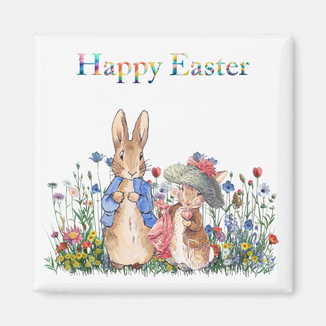 Peter the rabbit Happy Easter Magnet (Front)