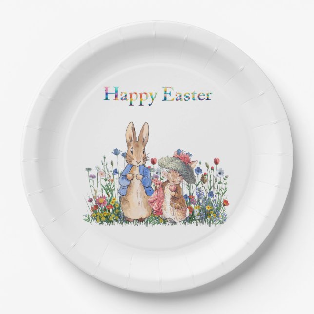 Peter the rabbit Happy Easter Paper Plate (Front)
