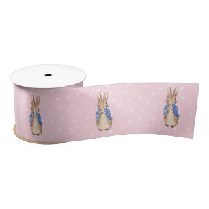 Peter the rabbit heart pattern satin ribbon