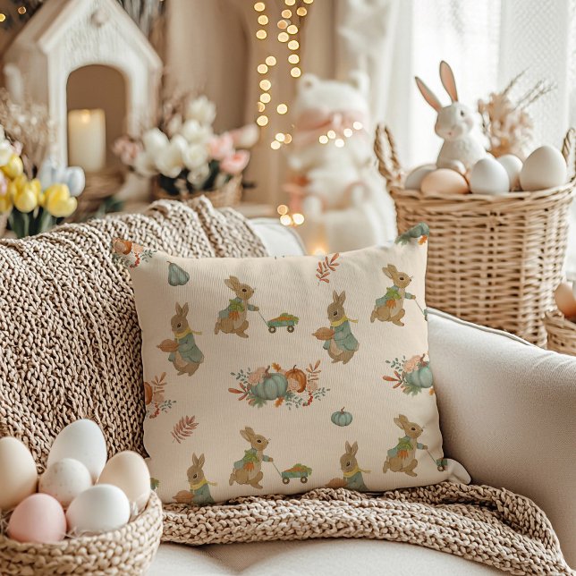Peter the Rabbit holidays Throw Pillow (Creator Uploaded)