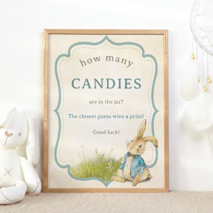 Peter The Rabbit How Many Candies Baby Shower Game Poster