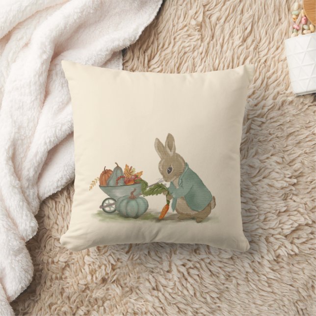 Peter the Rabbit in garden Throw Pillow (Blanket)