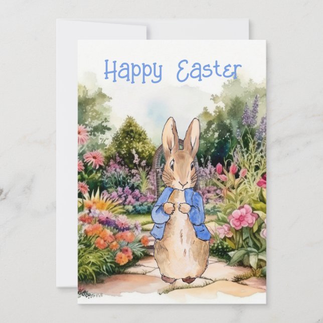 Peter the Rabbit in his garden Happy Easter Holiday Card (Front)