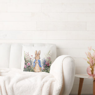 Peter the Rabbit in his garden No 2 Cushion