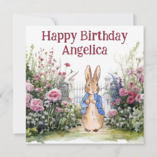 Peter the Rabbit in his garden No 2 Personalise Card