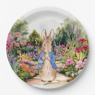 Peter the Rabbit in his garden Paper Plate