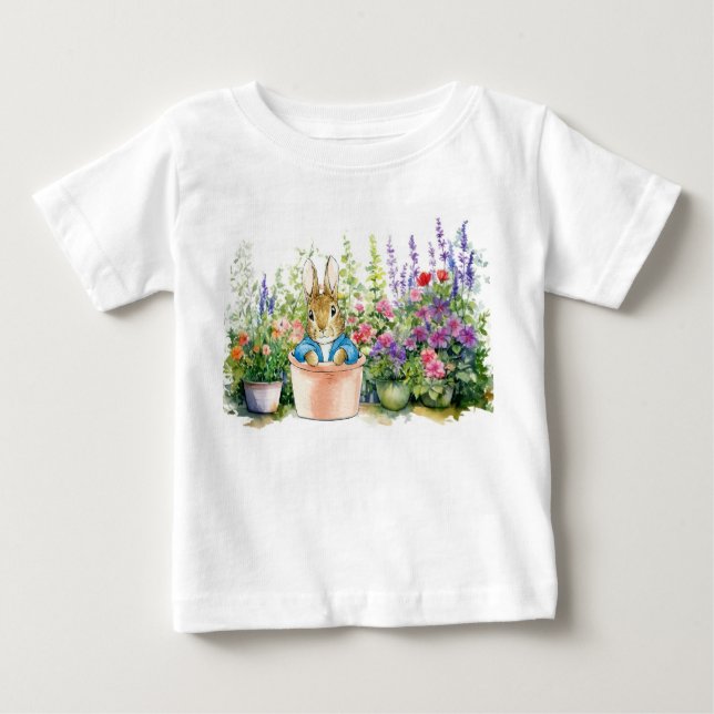 Peter the Rabbit in pot plant in his garden  Baby T-Shirt (Front)