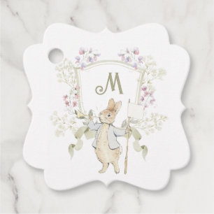 Peter the Rabbit Monogram Crest Gender Baby Shower Favour Tags