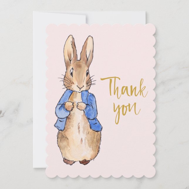 Peter the Rabbit Pink Background    Thank You Card (Front)