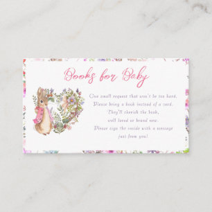 Peter the Rabbit Pink Floral Girl Baby Shower Enclosure Card