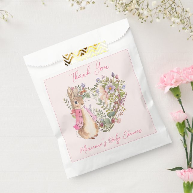 Peter the Rabbit Pink Floral Girl Baby Shower Favour Bag (Sealed)