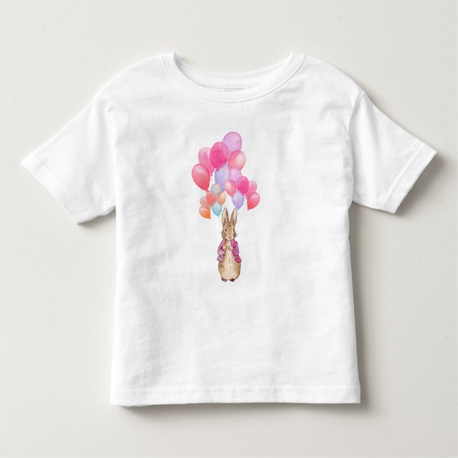 Peter the Rabbit Pink Jacket and Balloons Toddler T-Shirt (Front)