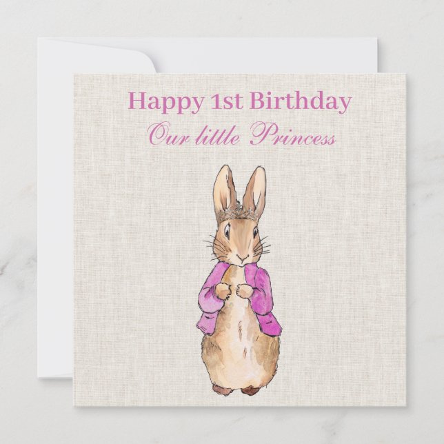 Peter the rabbit pink jacket First birthday (Front)
