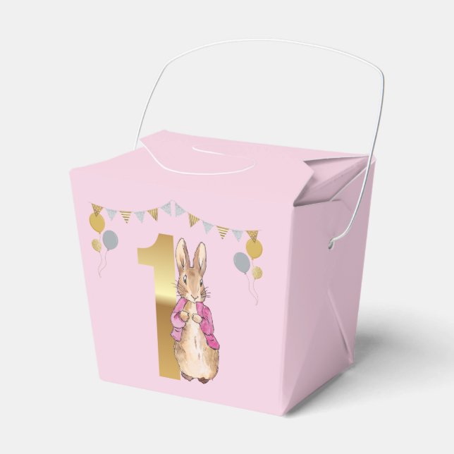 Peter the Rabbit Pink Jacket First Birthday Favour Box (Front Side)