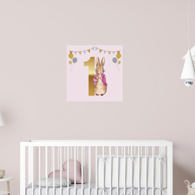 Peter the Rabbit Pink Jacket First Birthday Poster (Nursery 2)