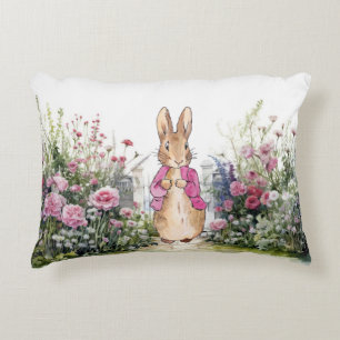 Peter the Rabbit Pink Jacket in his Garden Decorative Cushion