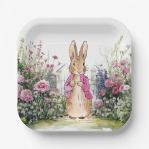 Peter the Rabbit Pink Jacket in his Garden Paper Plate