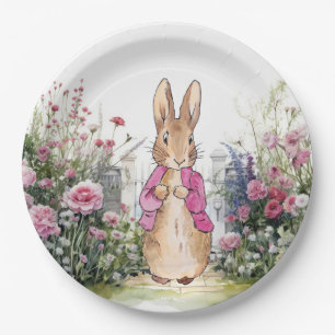 Peter the Rabbit Pink Jacket in his Garden Paper Plate