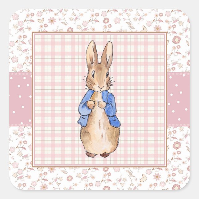 Peter the Rabbit Pink jacket Square Sticker (Front)