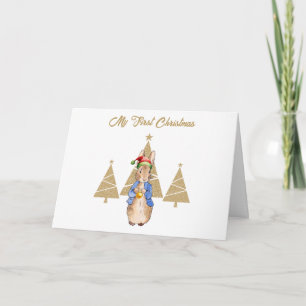 Peter the rabbit Santa Hat First Christmas tree  Card