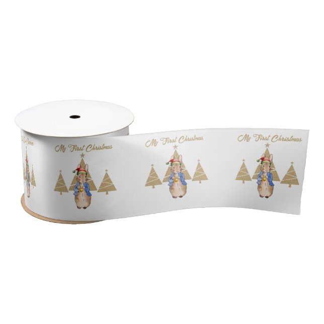 Peter the rabbit Santa Hat First Christmas tree  Satin Ribbon (Spool)
