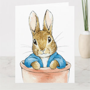 Peter the Rabbit Sitting in a Plant Pot     Card