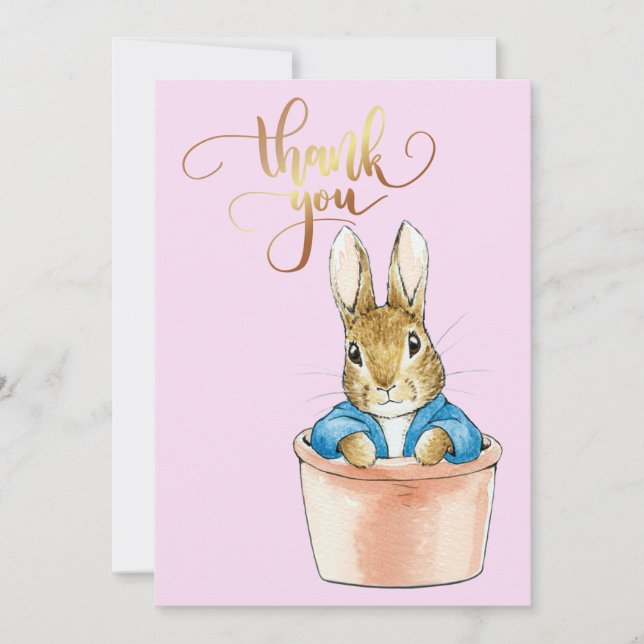 Peter the Rabbit Sitting in a Pot  Thank You Card (Front)